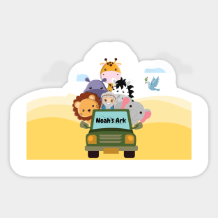 Modern Cute Noah Ark and his animal in the Jeep Sticker